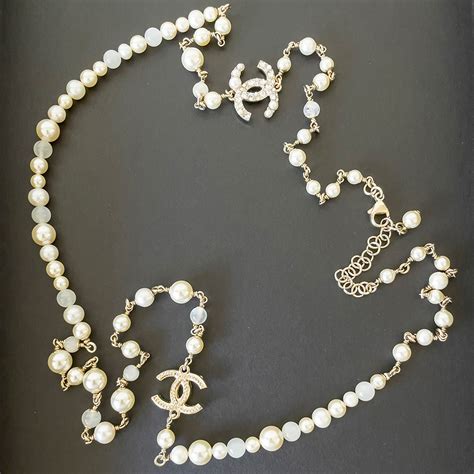 ebay chanel pearl necklace|chanel pearl necklace faux.